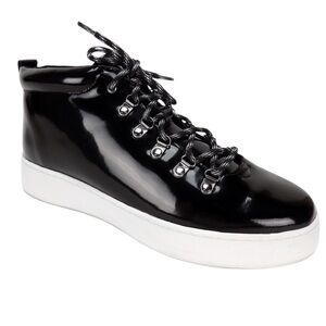 Atelje 71 Eden black patent leather platform lace up sneakers